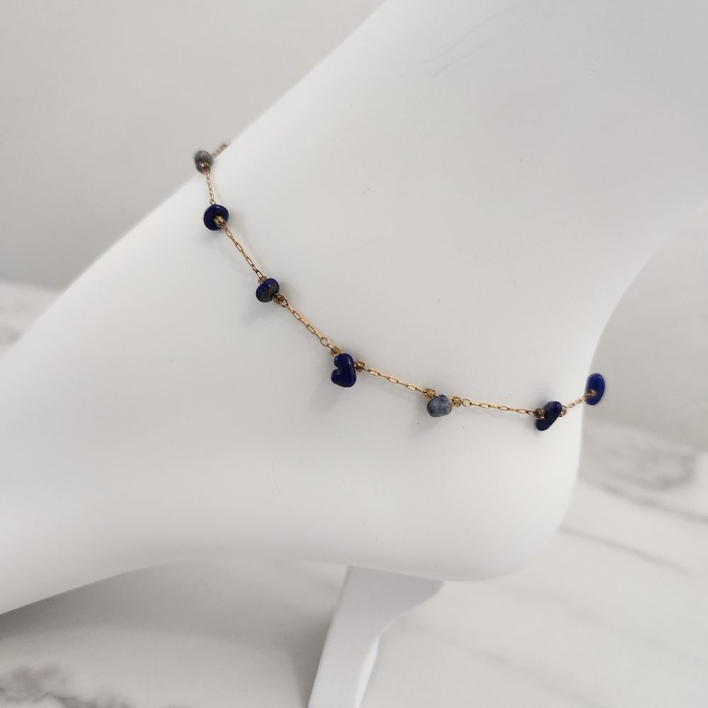 Minimalist Dainty Dark Blue Stone Stainless Steel Gold Plated
